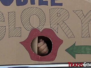 Sexy Black Tranny Morena Rides Cock in Stockings for Sticky Facial Gloryhole Cum