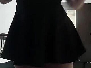 shaved sexy babe dances with bare pussy and perky tits