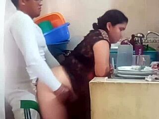 desperate latina nerd begs not to fuck in kitchen before wife arrives home