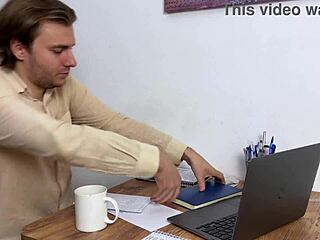 boss yanks down pantyhose demanding employee licks her wet pussy