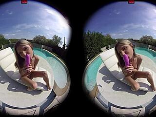 gina gerson teases her desires poolside with toys in immersive vr fantasy