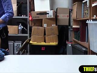 Ever wonder how a cute brunette shoplifter handles rough desk pounding?