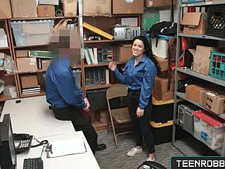 Officer dares petite Monica Sage for hot office robber fantasy ride 🚔😈