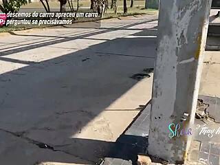 Naughty OLD couple FUCKS PUSSY CREAMPIE outdoors as CARS PASS and WATCH everything