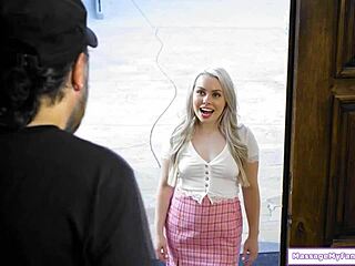 Petite blonde gives neighbor oral massage then licks her shaved pussy