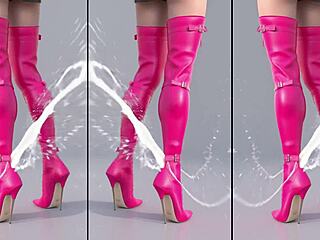 High Heels Boots Drenched in Sticky Cum on Outdoor Concrete Mess!