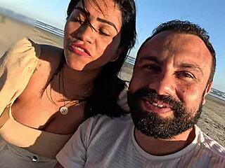 Quick beach public anal creampie doggystyle with big ass babe farting and gaping