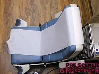 ruby foxxx spreads shaved pussy for first humiliating gyno exam close-up