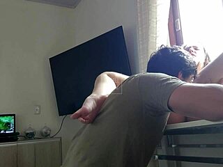 cute big ass blonde pounded submissive in kitchen