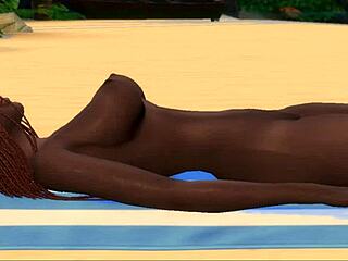 blonde guy pounds big ass black babe doggystyle on sunny beach