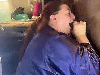 Curvy BBW Deepthroats Monster Black Cock Sloppily Dripping Cum