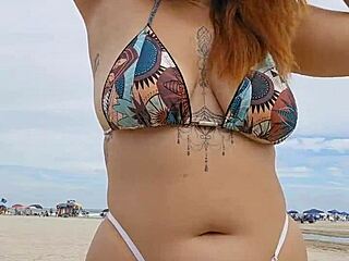 african beach exhibitionist flashes panties to lure married guys