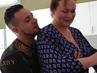 what if naughty teen caught stepmom's lover and joined the huge dick suck?