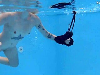 Petite Finnish Pornstar Mimi Cica Strips Naked Underwater Poolside