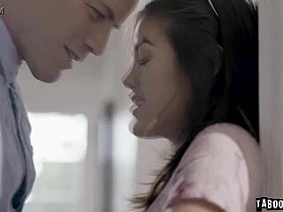 daddy's old hairy cock slams kendra spades' asian pussy after sloppy blowjob and cunni on top