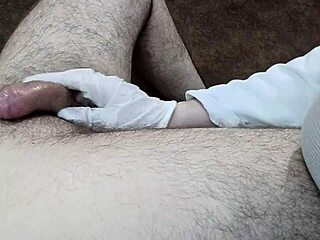 hungarian nurse milks cock with gloved handjob in clinic