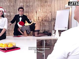 jolee love and lilli vanilli ignite CHRISTMAS OFFICE orgy with cumshots