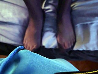 curvy latina metal chick peels off long boots for hairy footjob in socks pov interracial