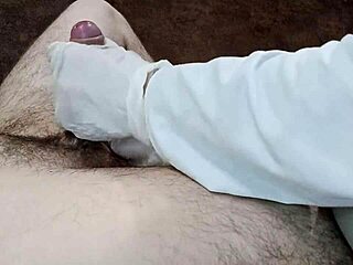 hungarian nurse milks cock with gloved handjob in clinic