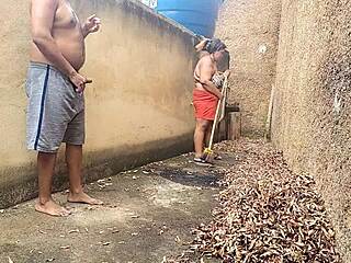Neighbors Watch BBW Stepmom Get Pounded In Backyard