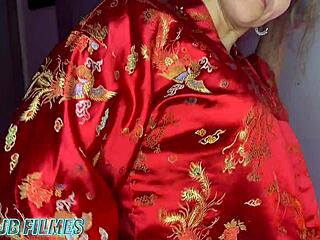 Agatha mommy's shaved big pussy lips drip wet from blonde milf pounding