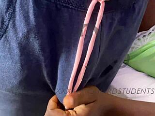 Horny Ebony Student Rides Big Black Cock Cumming Twice Inside Condom