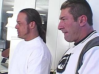 Brunette shares intimate bed threesome with two guys