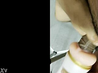 he thrusts wildly into fleshlight for extreme climax