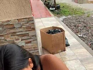 I'm so horny watching puta colombiana suck cock publicly!