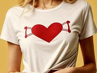valentine's shirt clings to panty tease