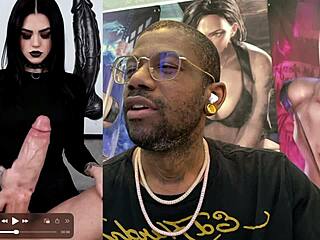 that tight bald pussy teen goth girl rides dildo cowgirl while jerking gooner cock cum covered