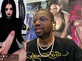 that tight bald pussy teen goth girl rides dildo cowgirl while jerking gooner cock cum covered