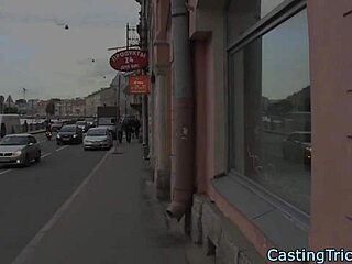 Amateur babe in heels teases during interview before getting missionary pounded on camera