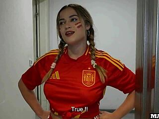 Big ass Spanish fan gets anal fucked and double penetrated rough in parking lot post-match