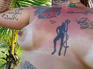 latina flashes hairy tits outdoors masturbating till she squirts publicly