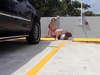 parking lot daylight hides nothing from this bbc-craving military milf
