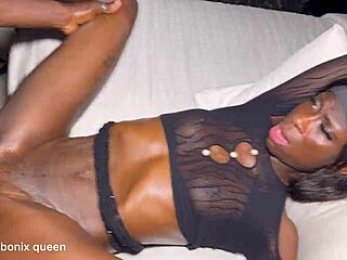 Suggestive Skinny Ghana Slut Takes Messy Creampie from Ebony Lover's Big Cock
