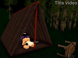 big tits bounce in roblox sex tent while camping with monster cock pounding ass!