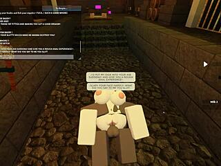 Roblox slut bent over for rough anal pounding