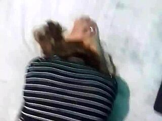 pov homemade latina milf bends over for doggystyle pounding on big bed during webcam show