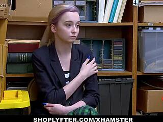 shoplifting teen fucks massive security cock to dodge jail time now!!