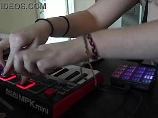 brunette nerd sways barefoot to music teasing her perfect toes