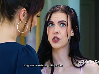 teen sneaks strapon ride on stepmom's lap while chatting oblivious social worker lexi luna bella nova