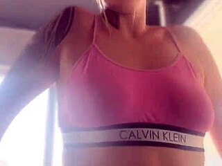 she heads to the gym with a buttplug stuffed in her ass getting super horny for a wide lubed hole ready for cock at home