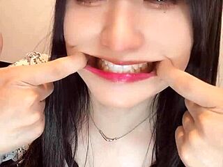 short clip for tooth fetish fans with asian crossdresser