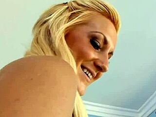 blonde college girl chokes on daddy's monster cock before taking a massive facial load