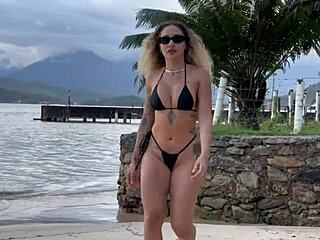 black couple picks up beach stranger latina for bisexual interracial home fuck fest