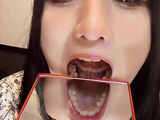 short clip for tooth fetish fans with asian crossdresser