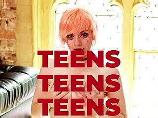 Collared teen submissive waits for teasing from two guys