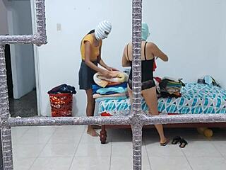 hey these horny housewives grope asses and tits during housework 😈🍑